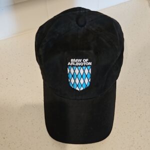 BMW Black Hat with Embroidered Blue Argyle Pattern